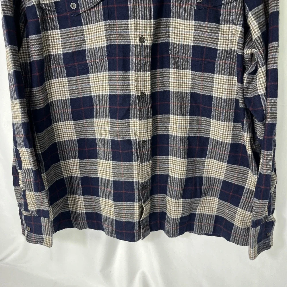 Banana Republic Emiliano Utility Shirt‎ Flannel Men's Navy Plaid Sz XXL SOFT - Picture 3 of 7
